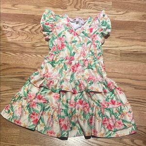 Tommy Bahama Pink and Green Ruffled Tiered Sundress
